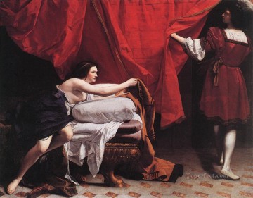 Orazio Gentileschi Painting - Joseph And Potiphars Wife Baroque painter Orazio Gentileschi